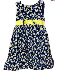 Blueberi Floral Kids Dress with Yellow Accents 5